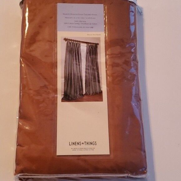 NWT TWO DUPIONI SILK PANELS IN SALMON CLAY TERRA COTTA 42" by 96" #2 - Picture 2 of 5